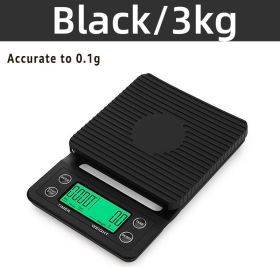 3kg/0.1g Digital kitchen Weight Grams Electronic Balance High Precision Coffee Scale Portable With Timer Food Espresso Powder (Ships From: China, Color: Black 3kg 0.1g)