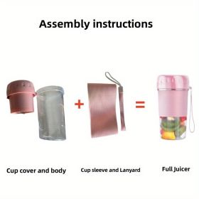 Portable Electric Fruit Juicer Rechargeable Mini Juicer Small Fruit Household Automatic Portable Travel Juicer Easy To Clean Rechargeable Small F (model: N9, Color: Pink)