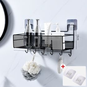 Shower Wall Shelf Wall Mounted Bathroom Shelves Storage Rack Toilet WC Accessories Kitchen Free Punch Condiment Storage Baskets (Ships From: China, Color: Upgrade black large)