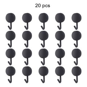 20pcs Self Adhesive Wall Hook Kitchen Bathroom Hook Strong Without Drilling Non-Marking Hook Door Towel Hanger Cute Hook Storage (Ships From: China, Color: 20pcs Black)
