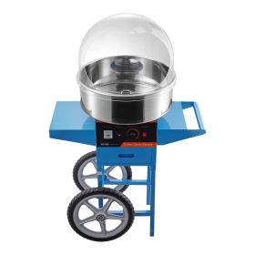VEVOR Electric Cotton Candy Machine with Cart, 1000W Commercial Candy Floss Maker with Cover, Stainless Steel Bowl, Sugar Scoop and Drawer (With Vehicle or Not: Yes, Color: Blue)